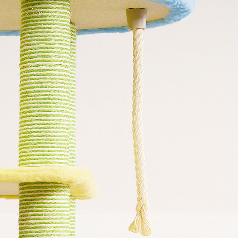 Contemporary Creative Rectangular Particleboard Velvet Fabric Sisal Multi-Functional Cat Tree For Living Room