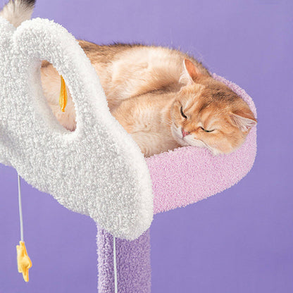 Contemporary Creative Round Particleboard Velvet Fabric Sisal Multi-Functional Star-Moon Cat Tree For Living Room