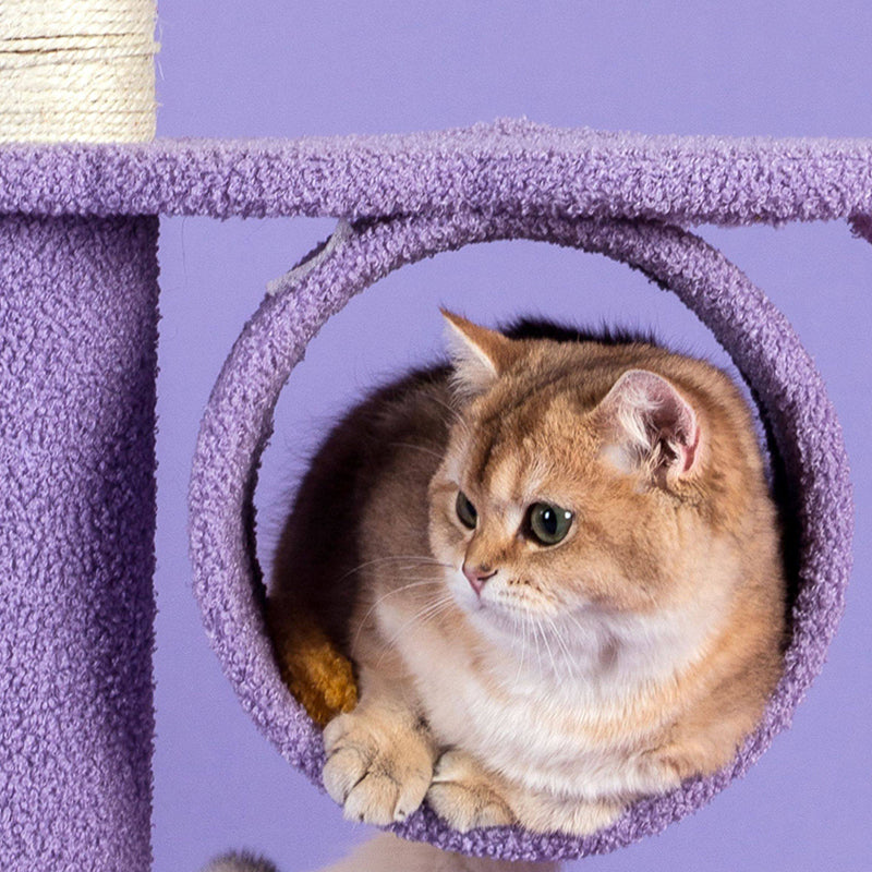 Contemporary Creative Round Particleboard Velvet Fabric Sisal Multi-Functional Star-Moon Cat Tree For Living Room