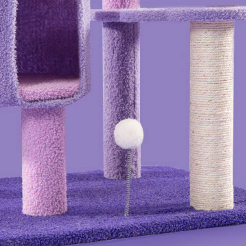 Contemporary Creative Round Particleboard Velvet Fabric Sisal Multi-Functional Star-Moon Cat Tree For Living Room