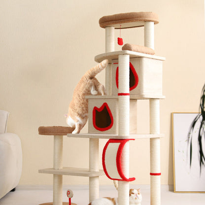 Contemporary Creative Square Particleboard Velvet Fabric Sisal Multi-Functional Cat Tree For Living Room