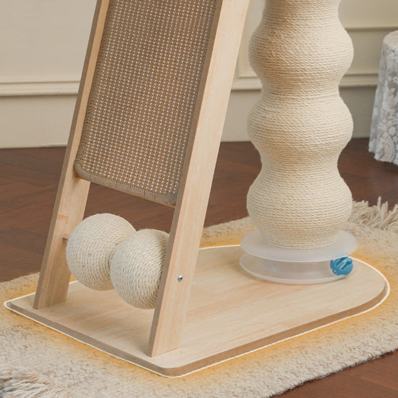 Contemporary Scandinavian Rectangular Medium-Density Fiberboard Hemp Mat Sisal Cat Tree For Living Room