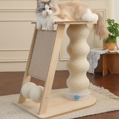 Contemporary Scandinavian Rectangular Medium-Density Fiberboard Hemp Mat Sisal Cat Tree For Living Room