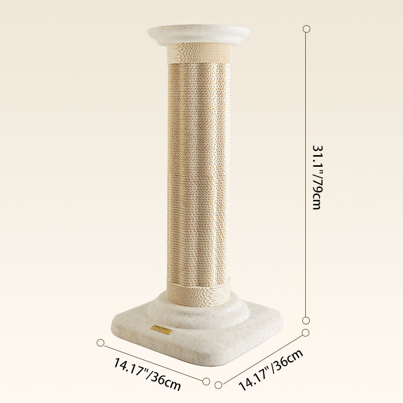 Contemporary Scandinavian Round Medium-Density Fiberboard Corrugated Paper Hemp Rope Felt Cat Scratcher Cat Tree For Living Room