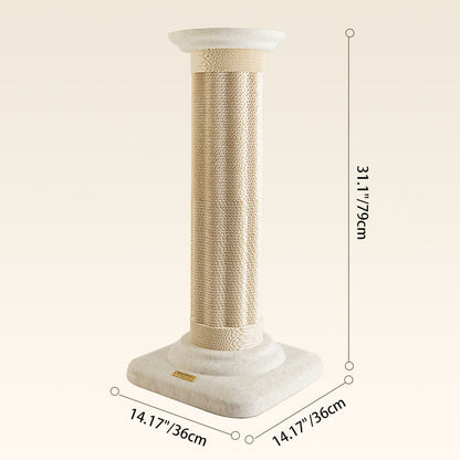 Contemporary Scandinavian Round Medium-Density Fiberboard Corrugated Paper Hemp Rope Felt Cat Scratcher Cat Tree For Living Room