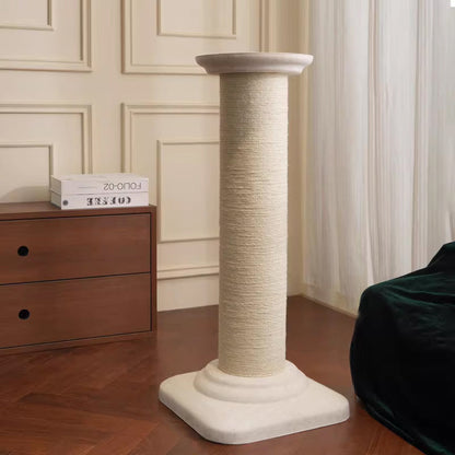 Contemporary Scandinavian Round Medium-Density Fiberboard Corrugated Paper Hemp Rope Felt Cat Scratcher Cat Tree For Living Room