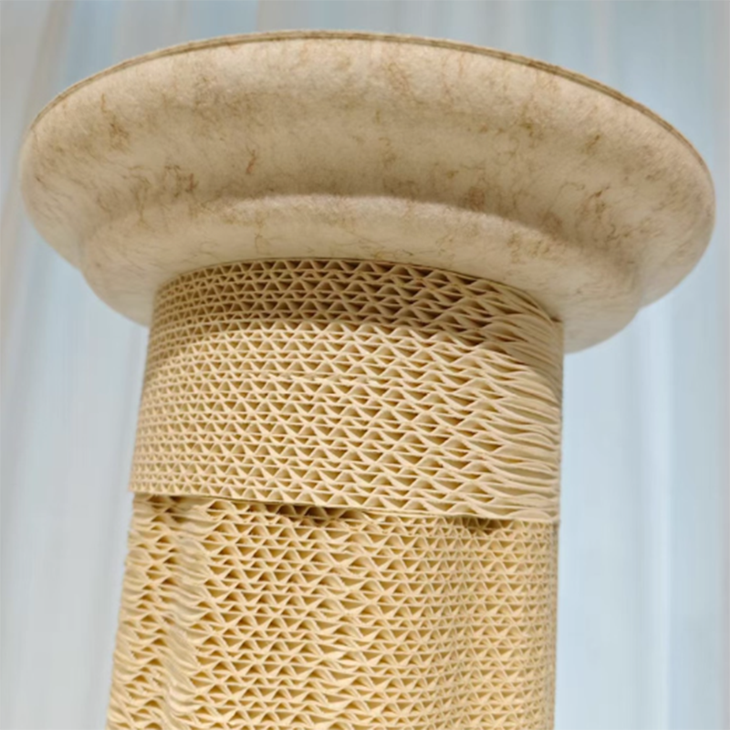 Contemporary Scandinavian Round Medium-Density Fiberboard Corrugated Paper Hemp Rope Felt Cat Scratcher Cat Tree For Living Room