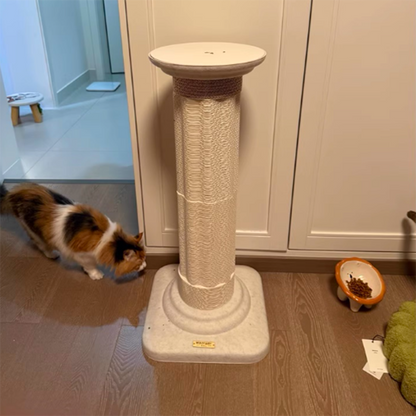 Contemporary Scandinavian Round Medium-Density Fiberboard Corrugated Paper Hemp Rope Felt Cat Scratcher Cat Tree For Living Room