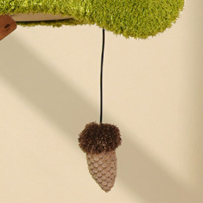 Contemporary Creative Round Particleboard Natural Fruitwood Velvet Fabric Hemp Rope Treehouse Cat Tree For Living Room