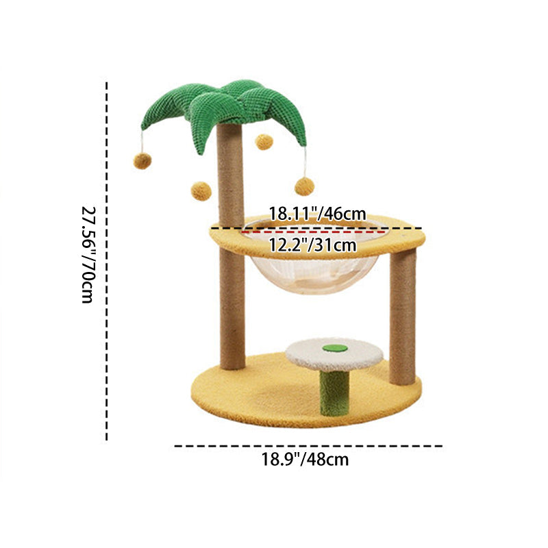 Contemporary Creative Round Medium-Density Fiberboard Velvet Fabric Sisal Coconut Tree Cat Tree For Living Room