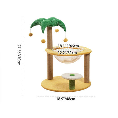 Contemporary Creative Round Medium-Density Fiberboard Velvet Fabric Sisal Coconut Tree Cat Tree For Living Room
