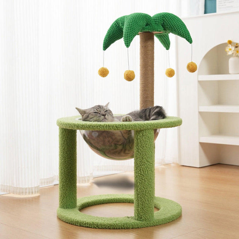 Contemporary Creative Round Medium-Density Fiberboard Velvet Fabric Sisal Coconut Tree Cat Tree For Living Room