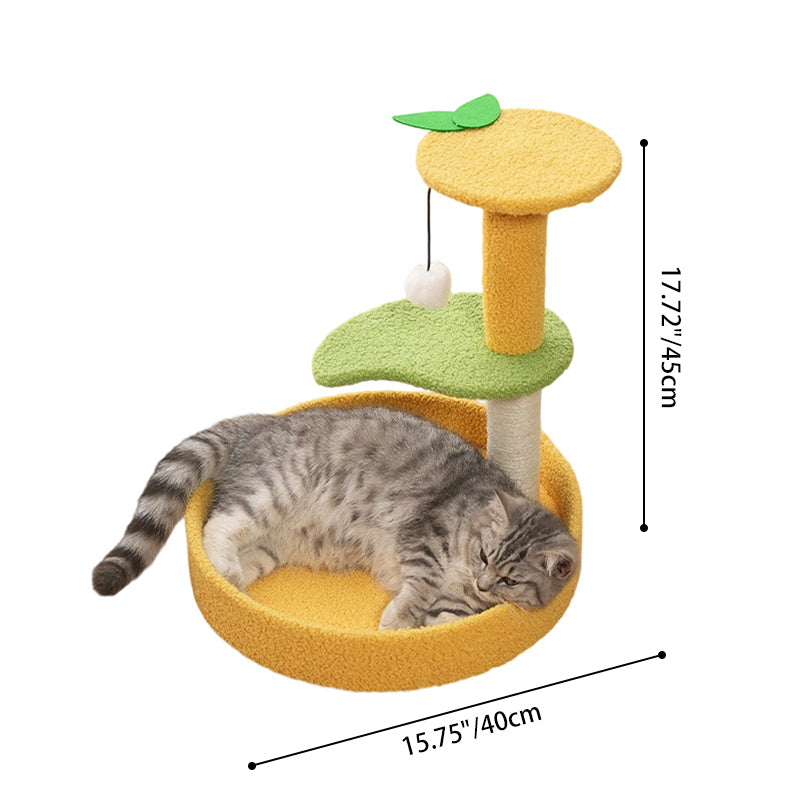 Contemporary Creative Round Medium-Density Fiberboard Velvet Fabric Sisal Coconut Tree Cat Tree For Living Room