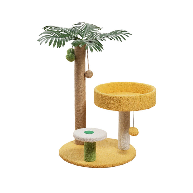 Contemporary Creative Round Medium-Density Fiberboard Velvet Fabric Sisal Coconut Tree Cat Tree For Living Room