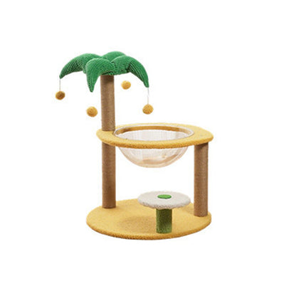 Contemporary Creative Round Medium-Density Fiberboard Velvet Fabric Sisal Coconut Tree Cat Tree For Living Room