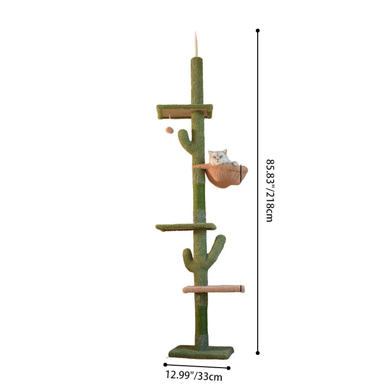 Contemporary Creative Rectangular Particleboard Velvet Fabric Sisal Paper Tube Cactus Cat Tree For Living Room