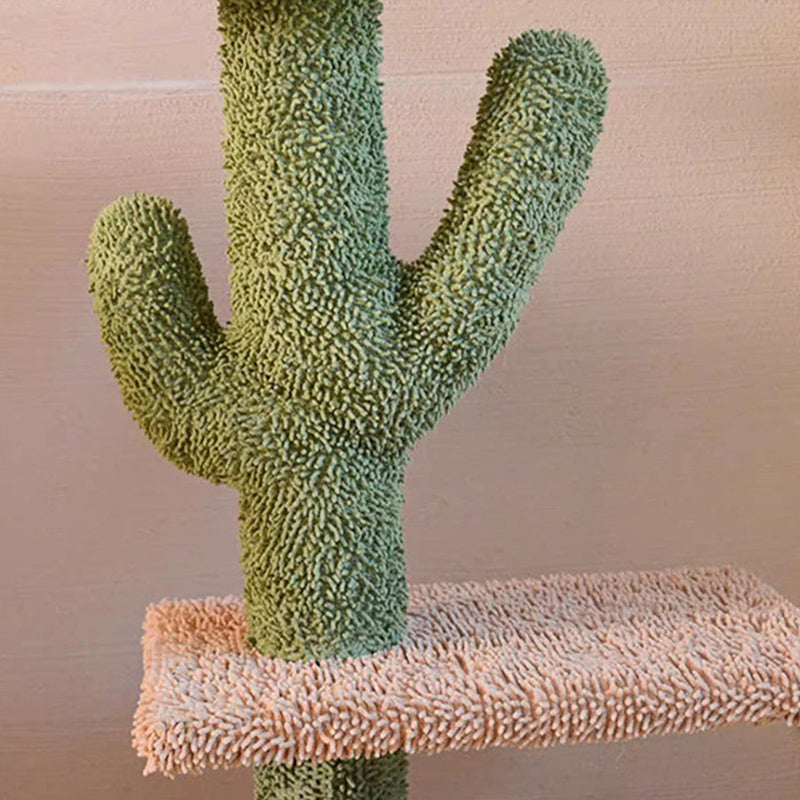 Contemporary Creative Rectangular Particleboard Velvet Fabric Sisal Paper Tube Cactus Cat Tree For Living Room