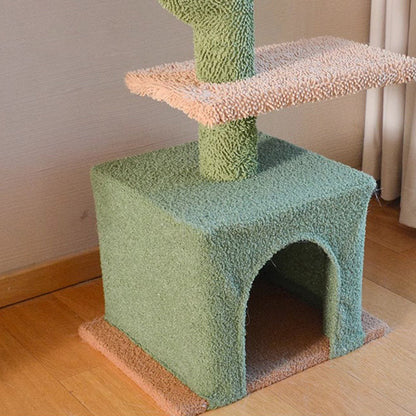 Contemporary Creative Rectangular Particleboard Velvet Fabric Sisal Paper Tube Cactus Cat Tree For Living Room