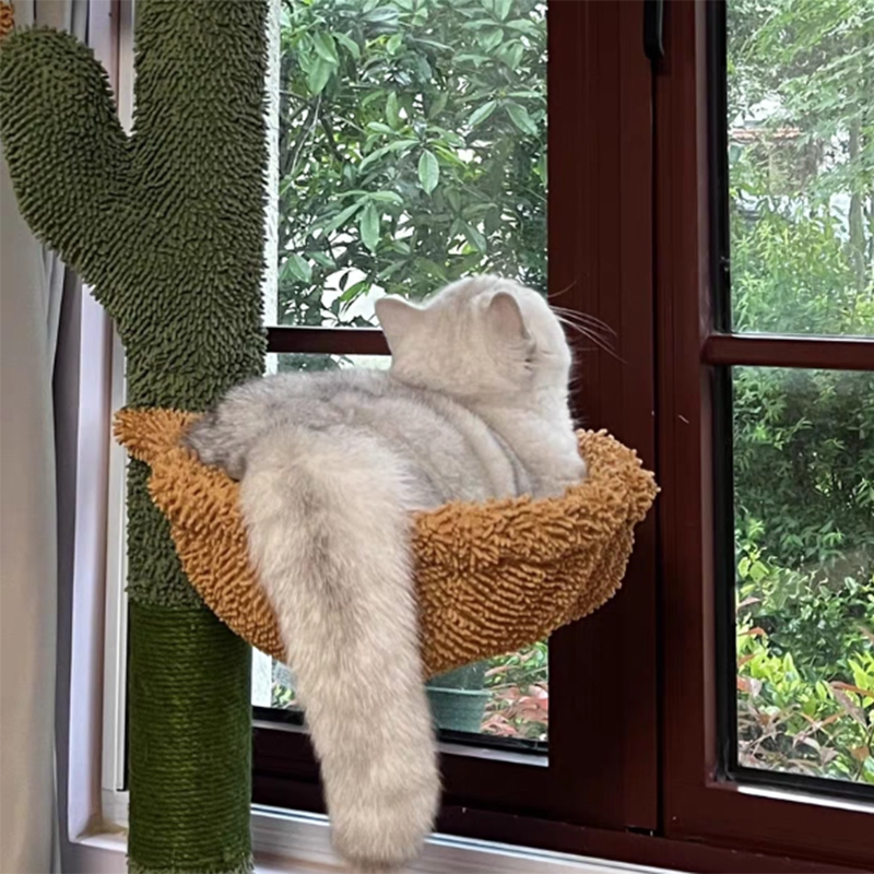 Contemporary Creative Rectangular Particleboard Velvet Fabric Sisal Paper Tube Cactus Cat Tree For Living Room