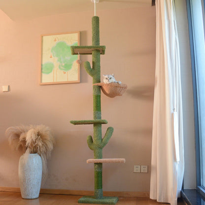 Contemporary Creative Rectangular Particleboard Velvet Fabric Sisal Paper Tube Cactus Cat Tree For Living Room