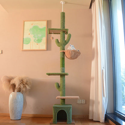 Contemporary Creative Rectangular Particleboard Velvet Fabric Sisal Paper Tube Cactus Cat Tree For Living Room