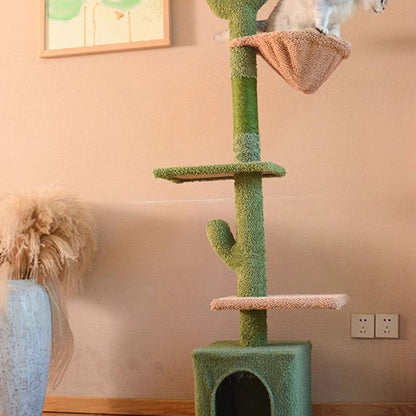 Contemporary Creative Rectangular Particleboard Velvet Fabric Sisal Paper Tube Cactus Cat Tree For Living Room