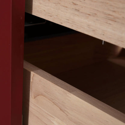 Modern Luxury Color-Block Nightstand: Red & Beige Two-Tone Storage Bedside Table For Bedroom