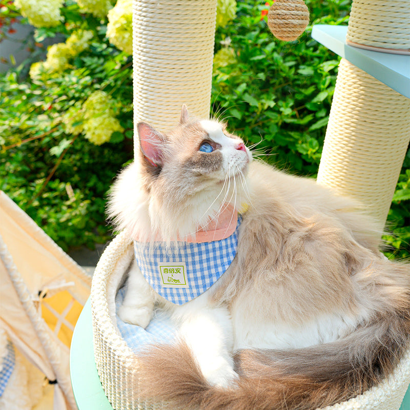 Contemporary Scandinavian Round Multi-Layer Solid Wood Panel Fiberboard Paper Rope Paper Tube Cat Tree 5-Tier For Living Room