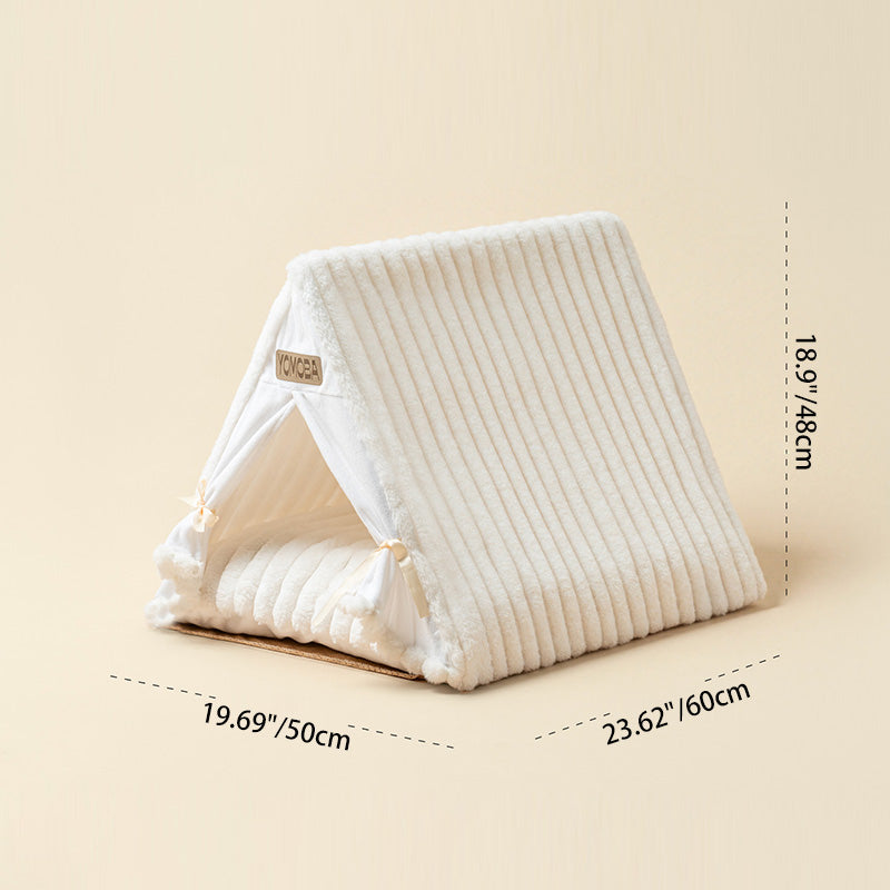 Contemporary Scandinavian Triangular Iron Velvet Fabric Foldable Cat Bed For Living Room & Bedroom