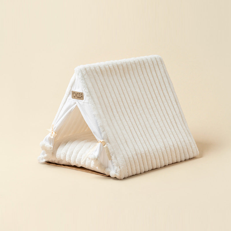 Contemporary Scandinavian Triangular Iron Velvet Fabric Foldable Cat Bed For Living Room & Bedroom