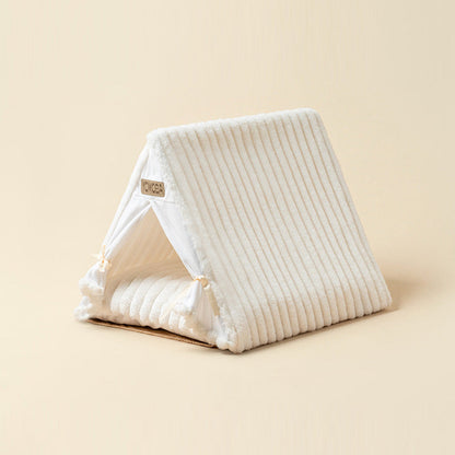 Contemporary Scandinavian Triangular Iron Velvet Fabric Foldable Cat Bed For Living Room & Bedroom