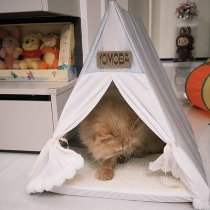 Contemporary Scandinavian Triangular Iron Velvet Fabric Foldable Cat Bed For Living Room & Bedroom