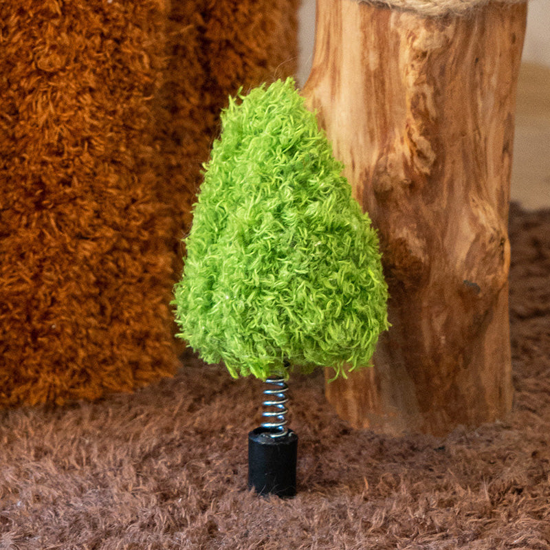 Contemporary Creative Round Particleboard Natural Fruitwood Velvet Fabric Sisal Tree Stump Cat Tree 3-Tier For Living Room