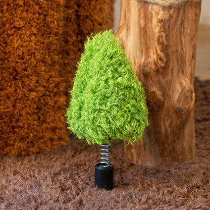Contemporary Creative Round Particleboard Natural Fruitwood Velvet Fabric Sisal Tree Stump Cat Tree 3-Tier For Living Room