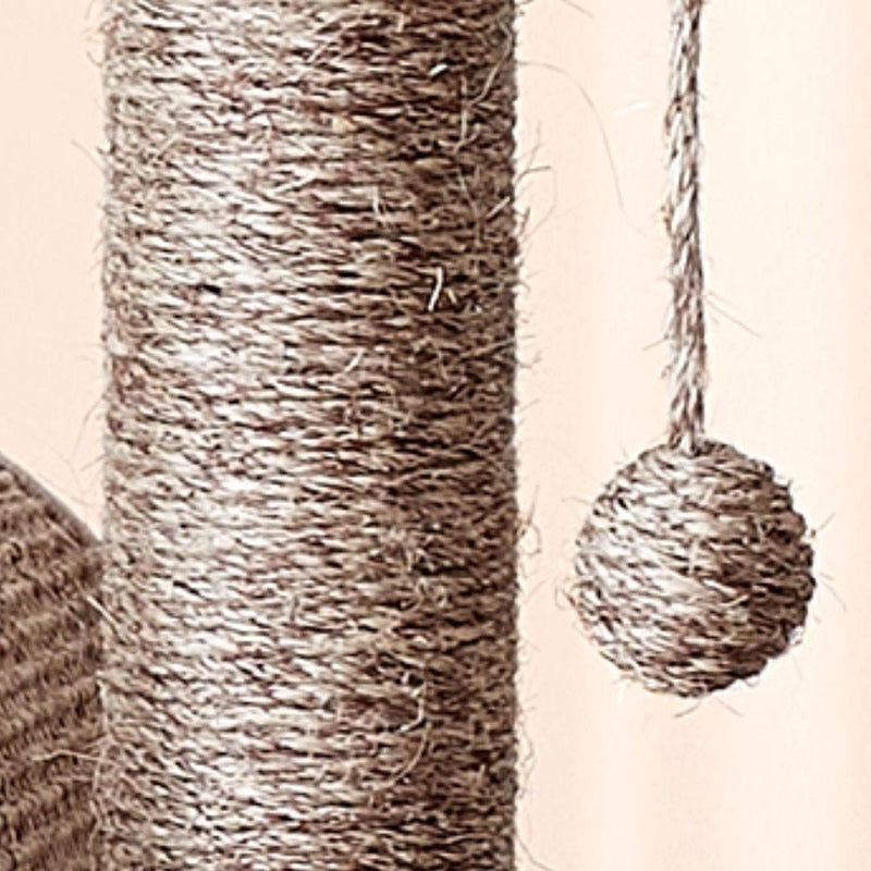 Contemporary Scandinavian Round Particleboard Velvet Fabric Sisal Paper Tube Cat Tree 3-Tier For Living Room