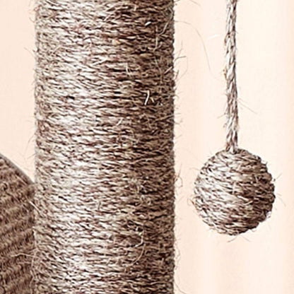 Contemporary Scandinavian Round Particleboard Velvet Fabric Sisal Paper Tube Cat Tree 3-Tier For Living Room