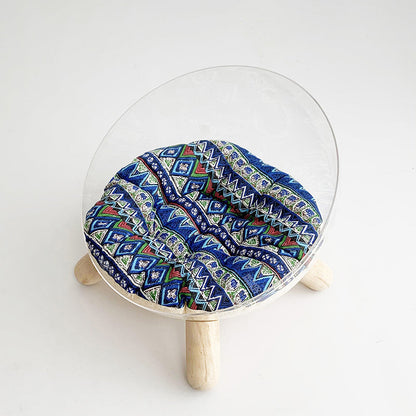 Contemporary Scandinavian Round Rubberwood PET Iron Clear Cat Bed For Bedroom