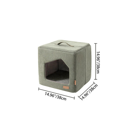 Contemporary Scandinavian Square Linen Fabric Sponge Cat Bed For Living Room