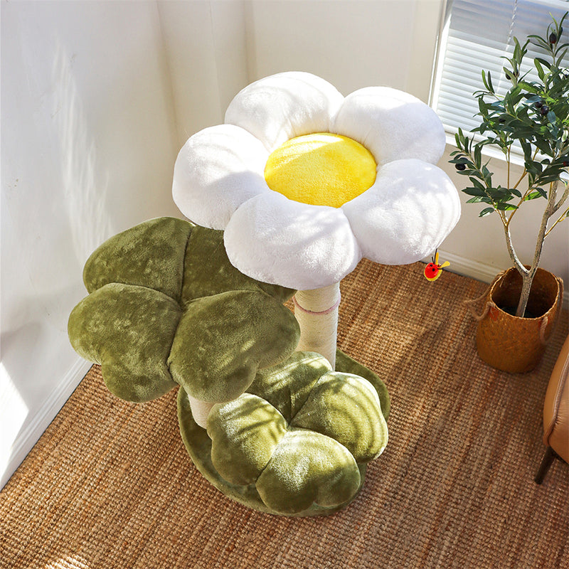 Contemporary Creative Round Particleboard Velvet Fabric Sisal Cat Tree 3-Tier For Living Room