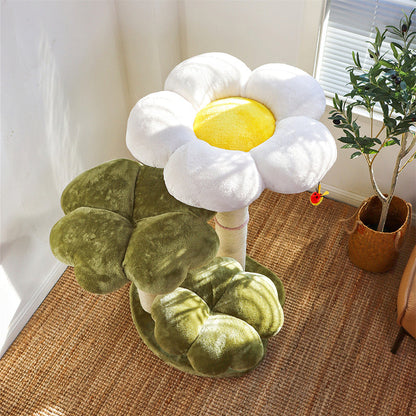Contemporary Creative Round Particleboard Velvet Fabric Sisal Cat Tree 3-Tier For Living Room