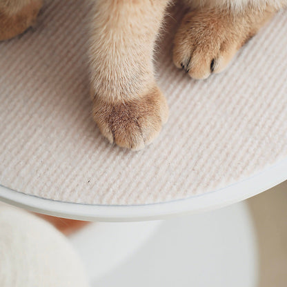 Contemporary Scandinavian Round Solid Pine Wood Medium-Density Fiberboard Iron Sisal Acrylic Cat Tree 5-Tier For Living Room
