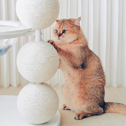 Contemporary Scandinavian Round Solid Pine Wood Medium-Density Fiberboard Iron Sisal Acrylic Cat Tree 5-Tier For Living Room