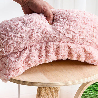 Contemporary Creative Round Multi-Layer Solid Wood Panel Medium-Density Fiberboard Sisal Hemp Rope Velvet Fabric Cat Tree 3-Tier For Living Room
