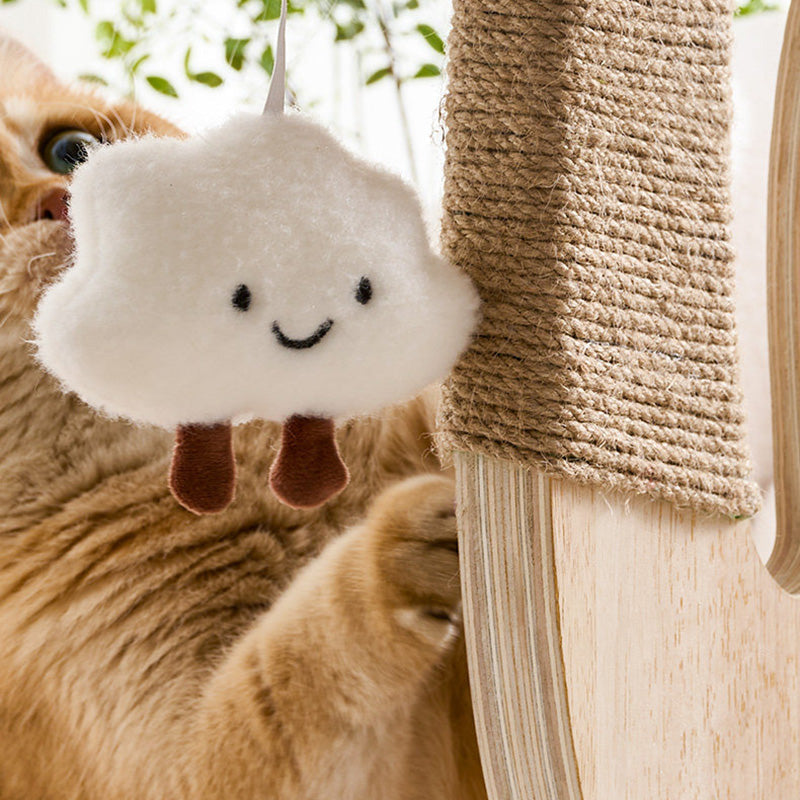 Contemporary Creative Round Multi-Layer Solid Wood Panel Medium-Density Fiberboard Sisal Hemp Rope Velvet Fabric Cat Tree 3-Tier For Living Room
