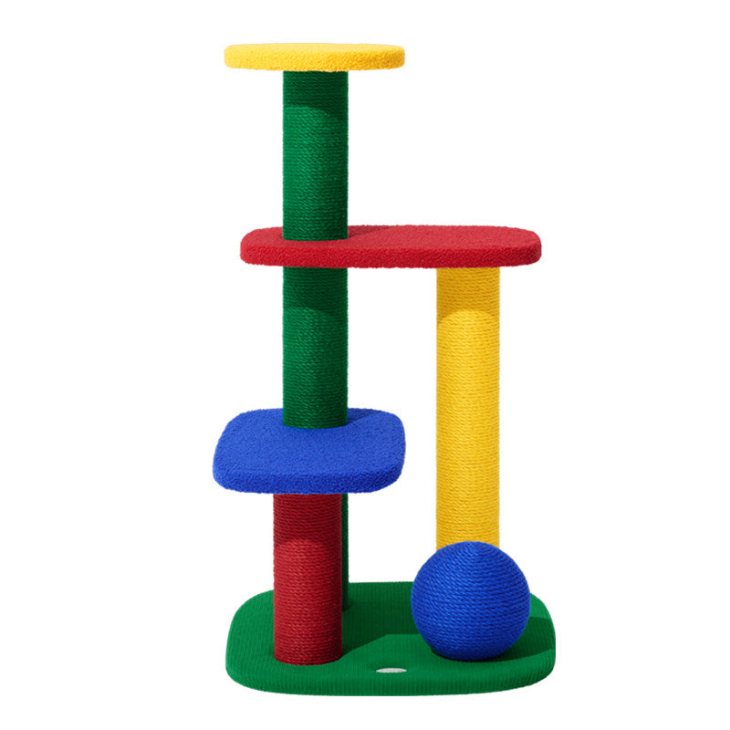 Contemporary Creative Rectangular Particleboard Corrugated Paper Sisal Jute EPS Cat Tree 2/3/4-Tier For Living Room