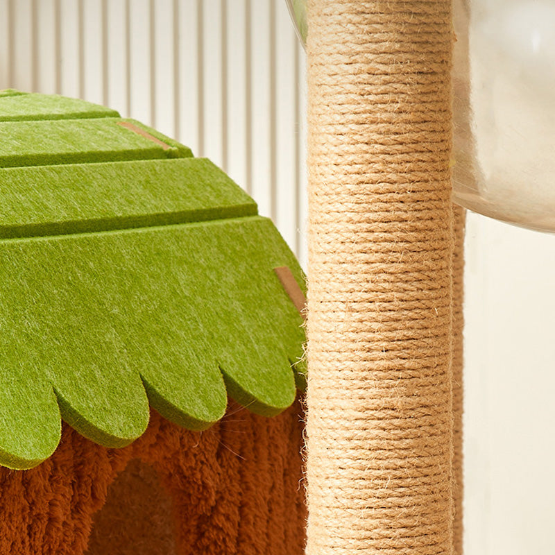 Contemporary Creative Rectangular Medium-Density Fiberboard Velvet Felt Sisal Tree House Cat Tree 2/3/4-Tier For Living Room