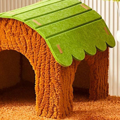 Contemporary Creative Rectangular Medium-Density Fiberboard Velvet Felt Sisal Tree House Cat Tree 2/3/4-Tier For Living Room