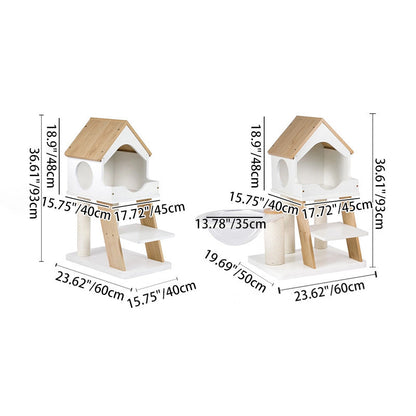 Contemporary Scandinavian Rectangular Plywood PVC Kraft Paper Rope Acrylic Cat Tree For Living Room