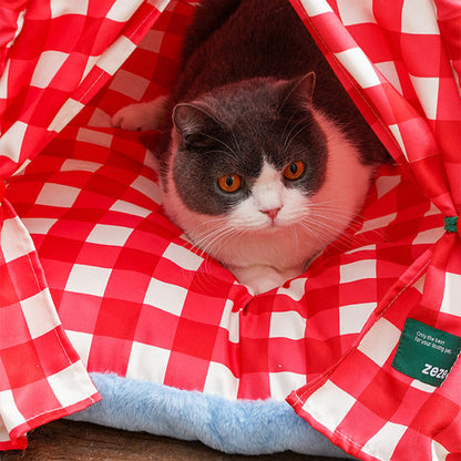 Contemporary Creative Triangle Velvet Linen Polyester Christmas Tent Cat Bed For Bedroom