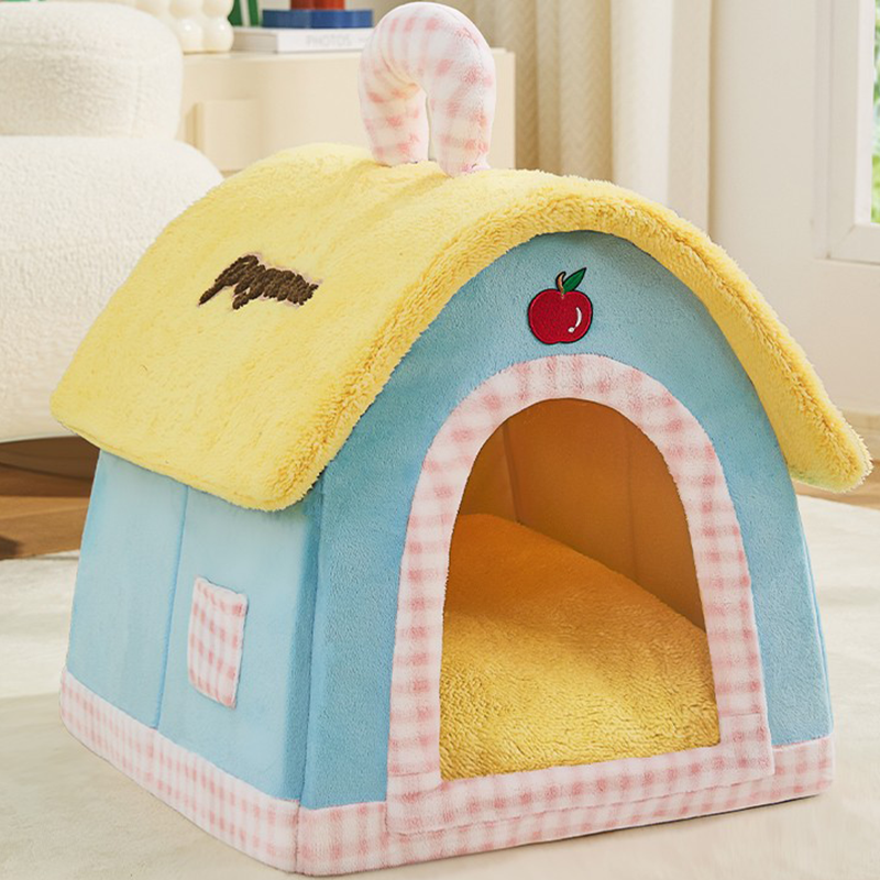 Contemporary Creative Square Velvet Corduroy PP Cotton Drip-Plastic Fabric Handheld Cat Bed For Bedroom